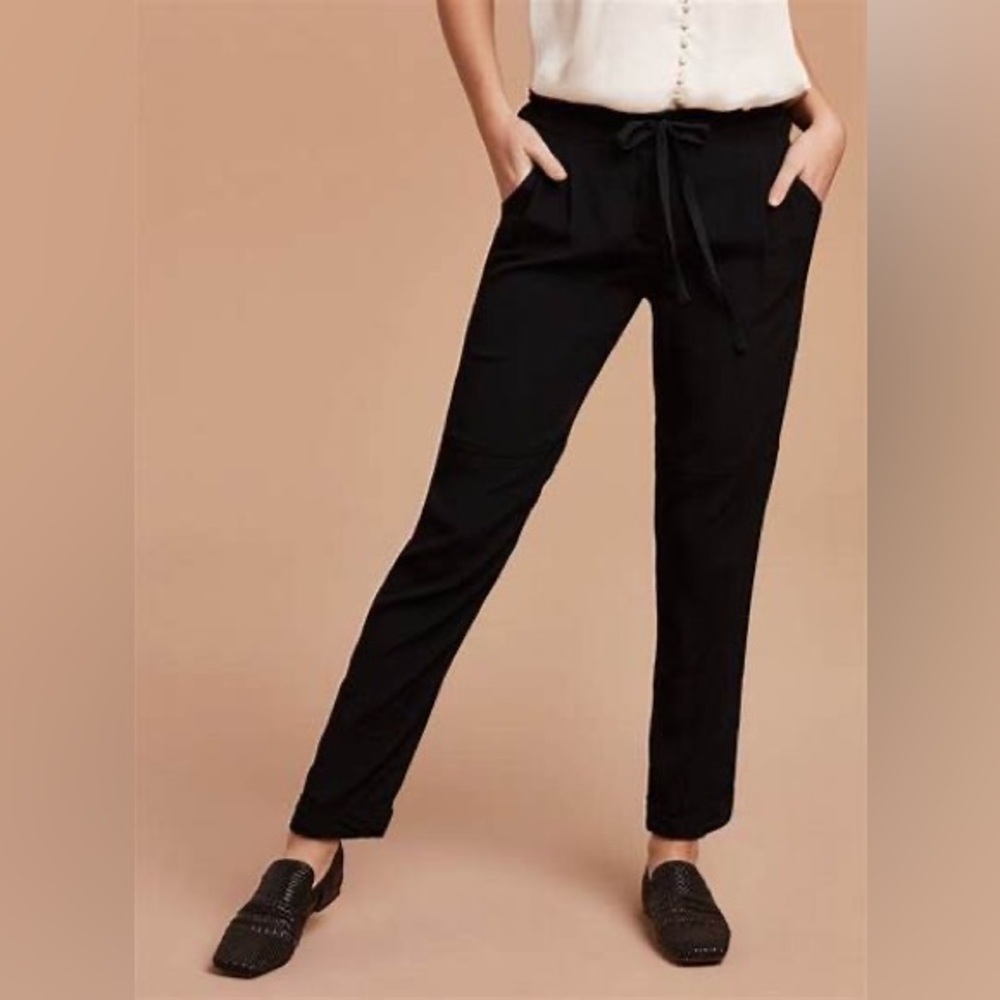 ARITZIA Wilfred Marais Rolled Cuff Pants linen blend black business casual sz 0 - Picture 1 of 10